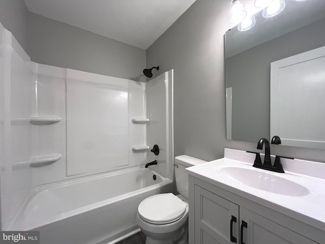 full bathroom featuring vanity, toilet, and shower / bath combination