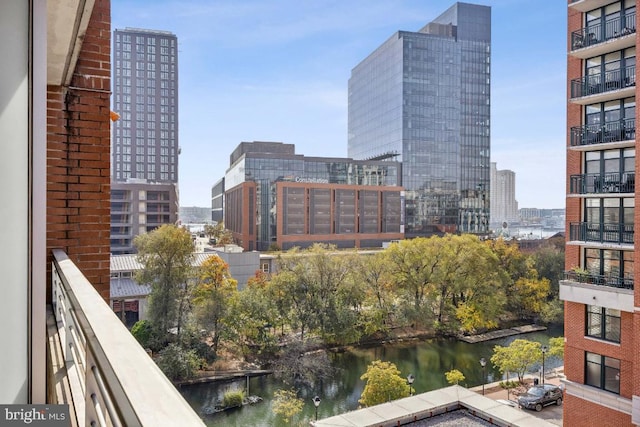 city view with a water view