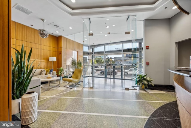 community lobby with visible vents