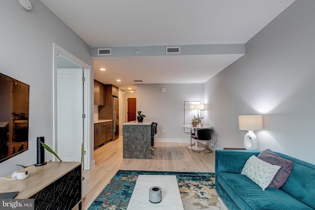 living room featuring light hardwood / wood-style floors