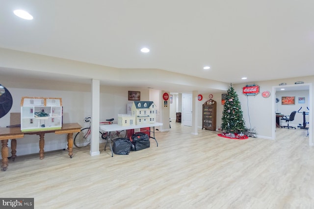 interior space with light hardwood / wood-style flooring