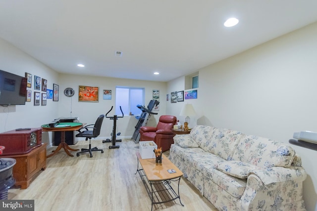 living room featuring light hardwood / wood-style flooring