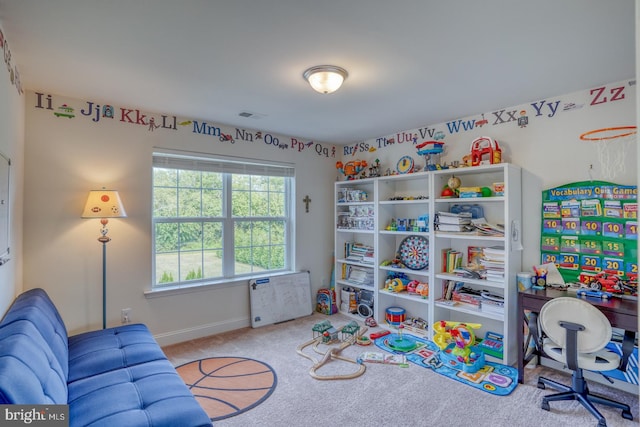 game room featuring carpet