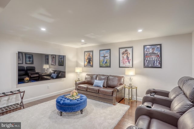 living room with hardwood / wood-style flooring