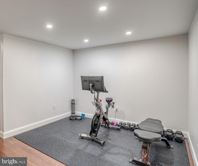 exercise area featuring wood-type flooring