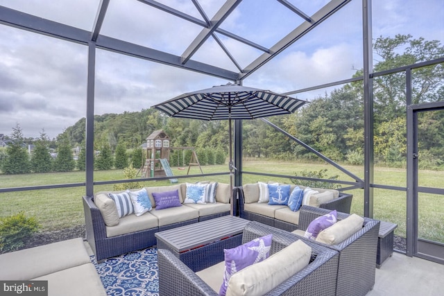 view of sunroom