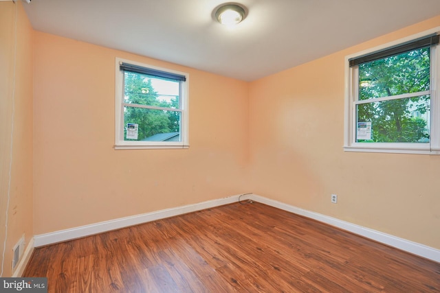 spare room featuring hardwood / wood-style flooring and a healthy amount of sunlight