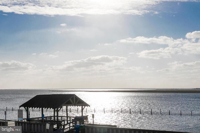 dock area featuring a water view