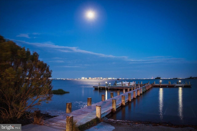 dock area featuring a water view