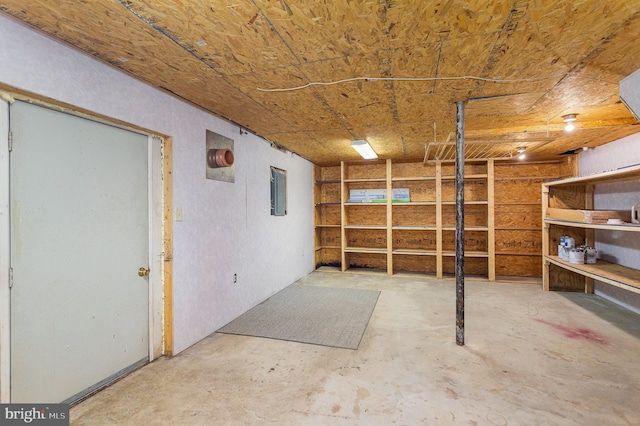 basement with electric panel