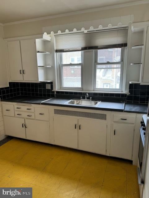 kitchen featuring a wealth of natural light, sink, and white cabinetry