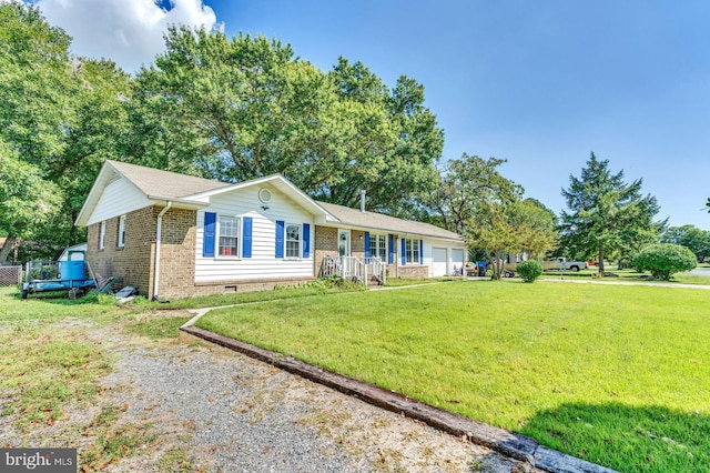 ranch-style house with a front lawn