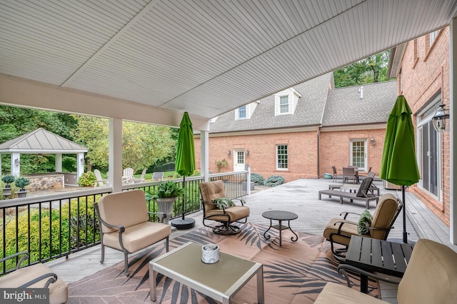 view of patio / terrace with a gazebo