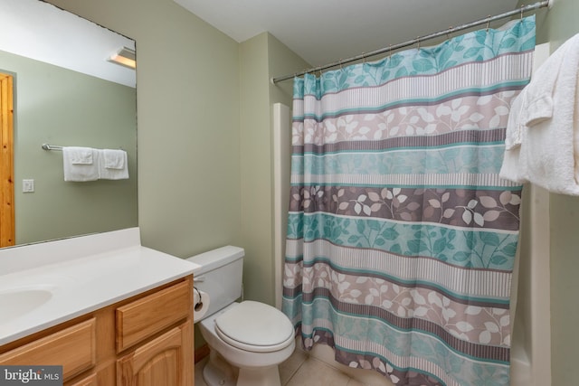 79 Cedar Shores Dr, Mc Henry, MD 21541 - bathroom featuring a shower with shower curtain, toilet, tile patterned flooring, and vanity