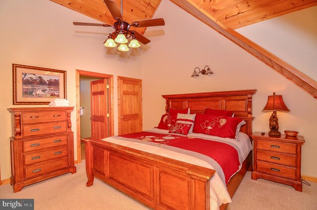 79 Cedar Shores Dr, Mc Henry, MD 21541 - bedroom with light colored carpet, lofted ceiling, ceiling fan, and baseboards