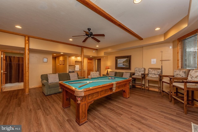 79 Cedar Shores Dr, Mc Henry, MD 21541 - rec room with pool table, a ceiling fan, light wood-type flooring, baseboards, and recessed lighting