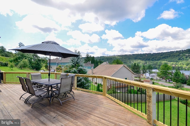 deck featuring a yard