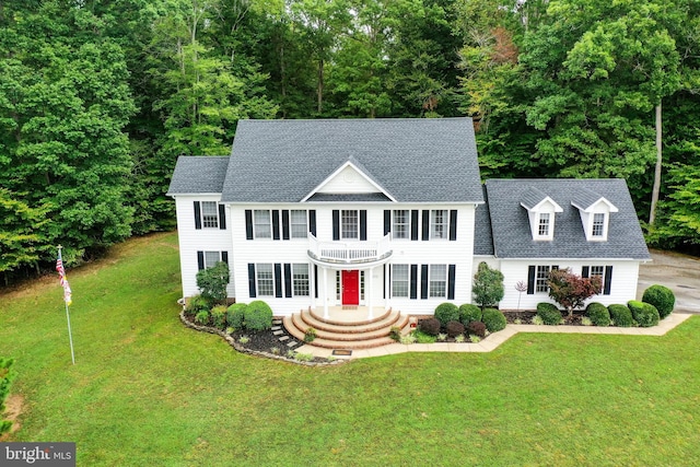 colonial house with a front lawn