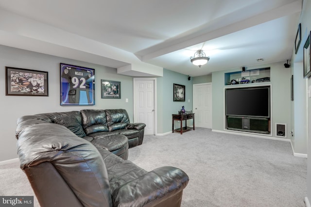 living room featuring carpet