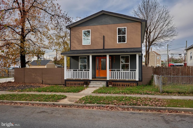 view of front of home featuring covered porch