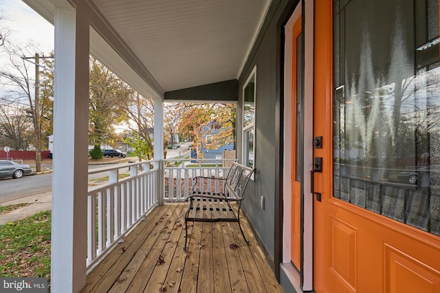 wooden deck with covered porch