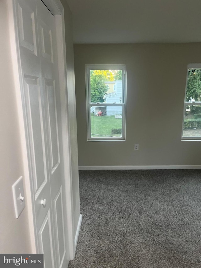 unfurnished room with carpet floors and plenty of natural light