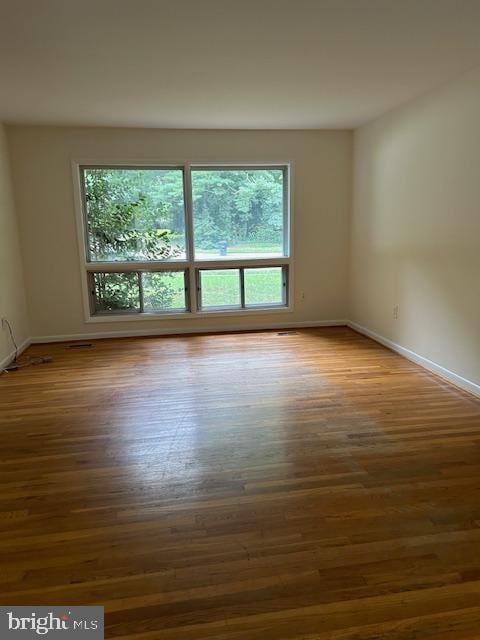 empty room featuring dark hardwood / wood-style flooring