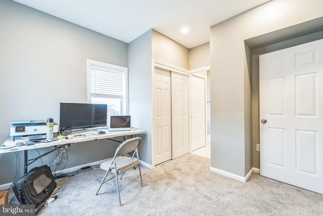 view of carpeted office space