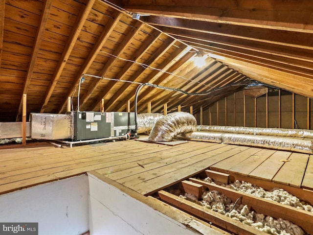 view of unfinished attic