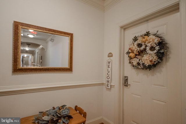 interior space featuring crown molding