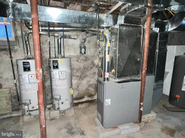 utility room with water heater