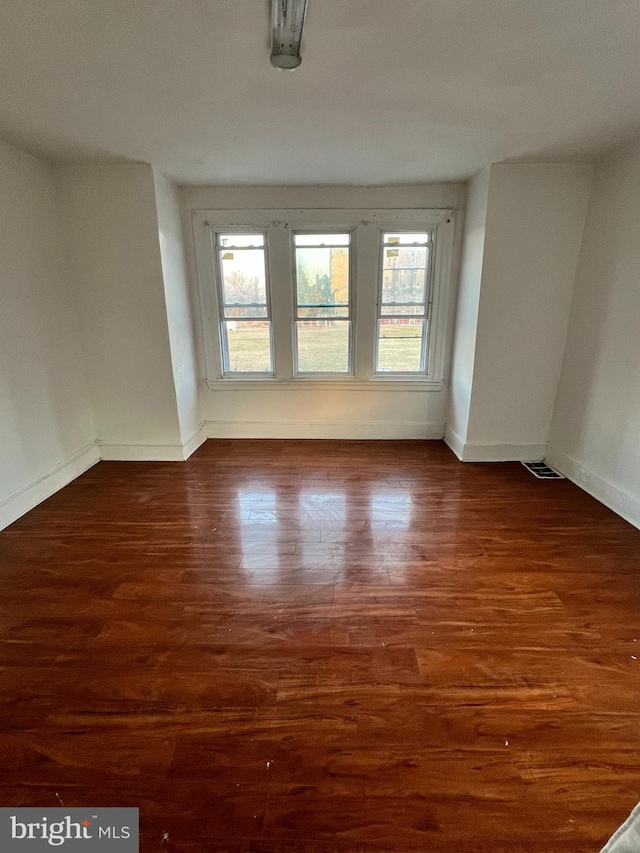 spare room featuring dark hardwood / wood-style floors and a wealth of natural light