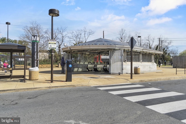 view of parking / parking lot with a gazebo