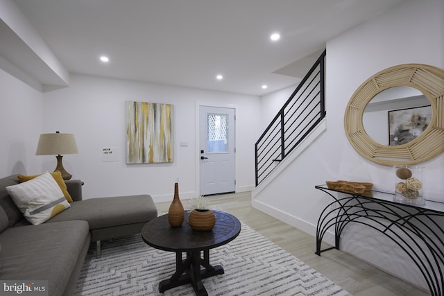 living room with light wood-type flooring