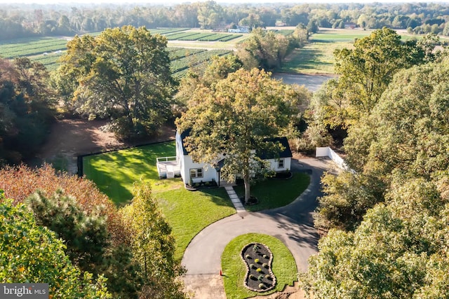 aerial view with a rural view