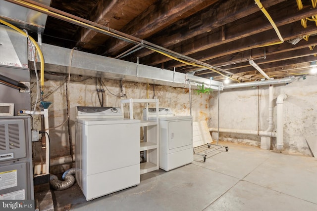 basement with independent washer and dryer