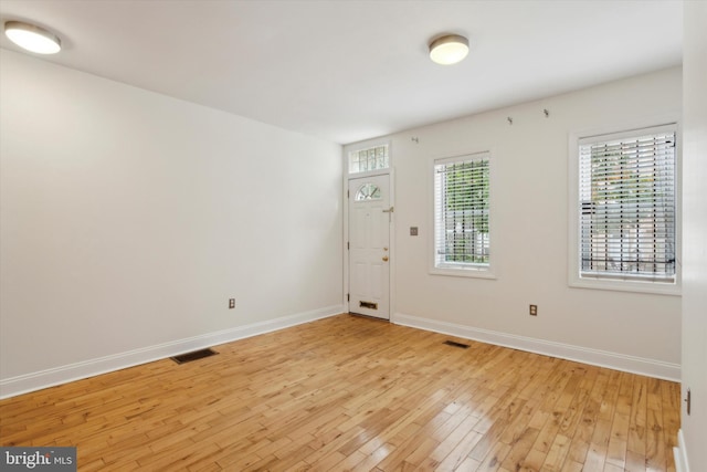 foyer featuring light hardwood / wood-style flooring and a healthy amount of sunlight