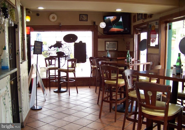 view of tiled dining space