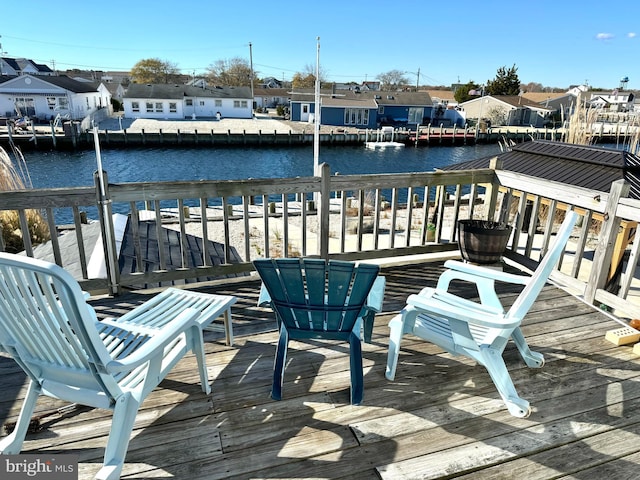 deck with a water view