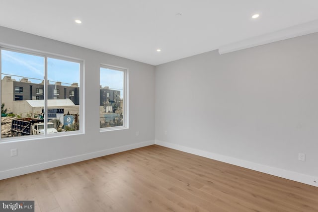 spare room with light hardwood / wood-style flooring and plenty of natural light