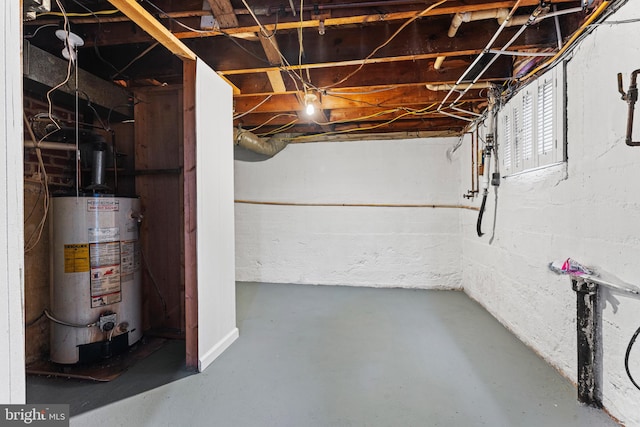 basement with water heater