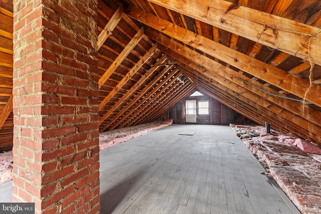 view of unfinished attic