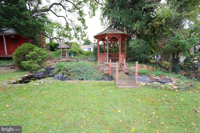 view of yard featuring a gazebo