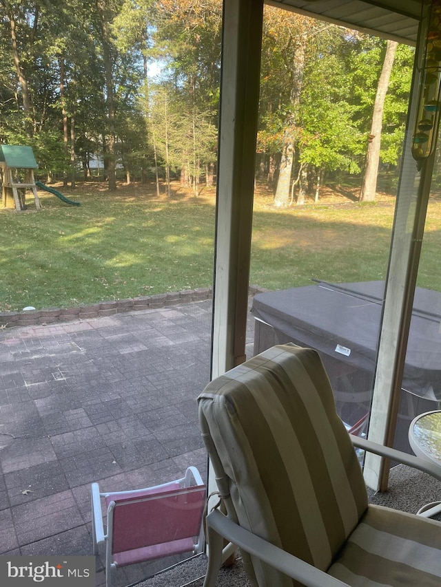 view of patio / terrace featuring a playground