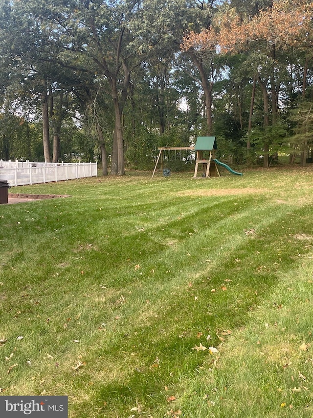 view of yard with a playground