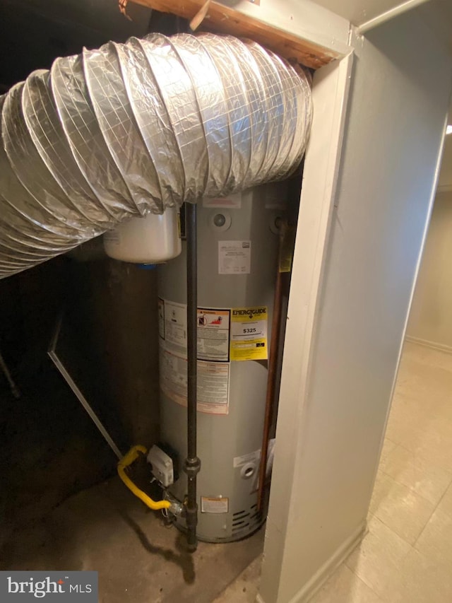 utility room with gas water heater