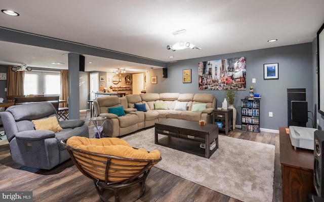 living room with wood-type flooring