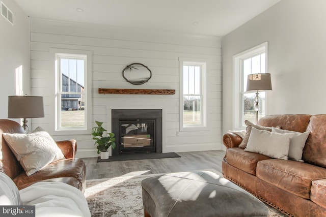 living room featuring light hardwood / wood-style flooring