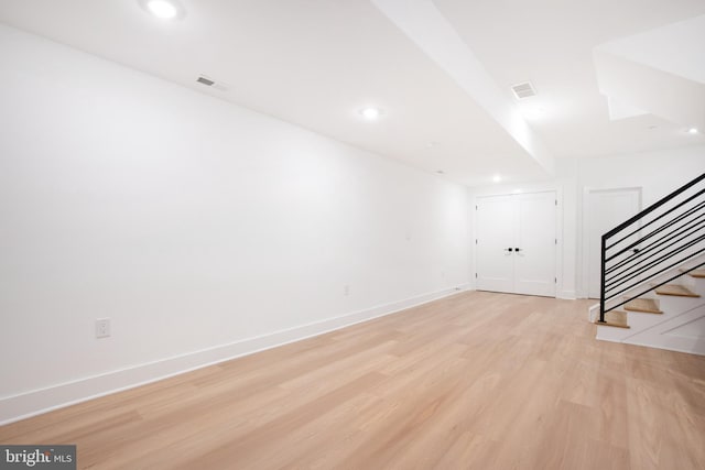 interior space with light hardwood / wood-style flooring