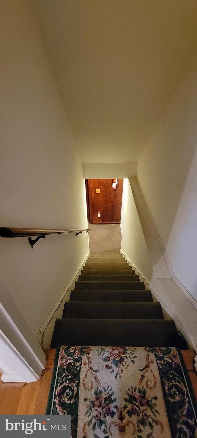 stairway with carpet floors